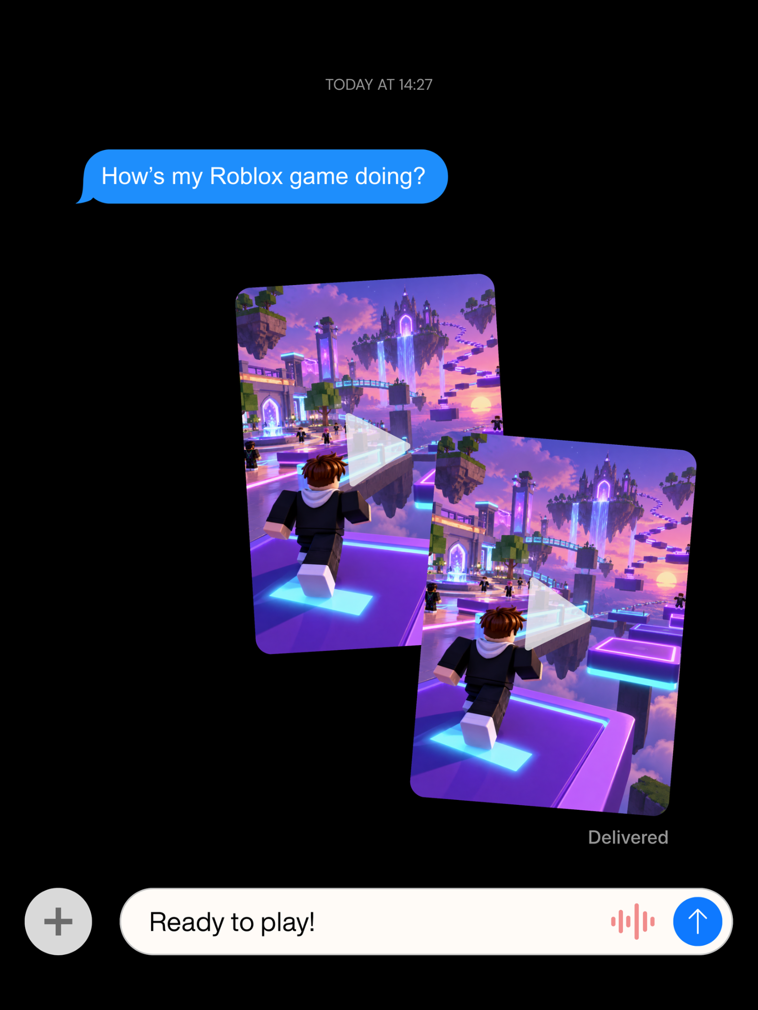 Illustrative Roblox game handoff: How’s my Roblox game doing? Ready to play!